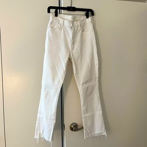 MOTHER Insider Crop Step Fray Jeans - Ballet Slipper White